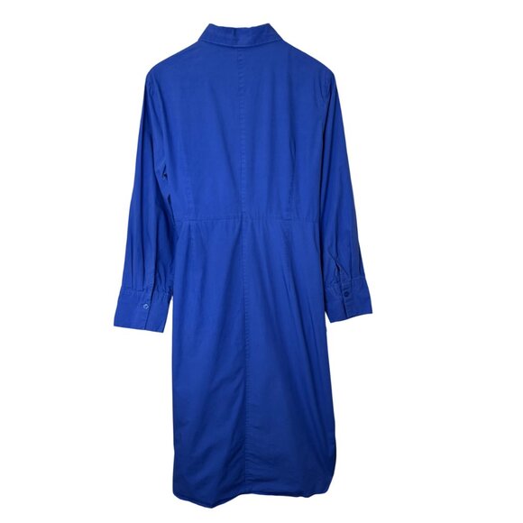 Massimo Dutti blue long Poplin side knot long sleeve shirt dress size L - Picture 7 of 9